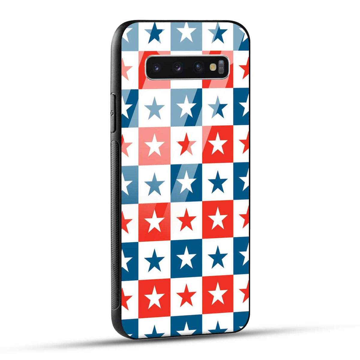 Samsung Galaxy S10 4G Back Cover Blue And Red Star Print Printed Glass Case