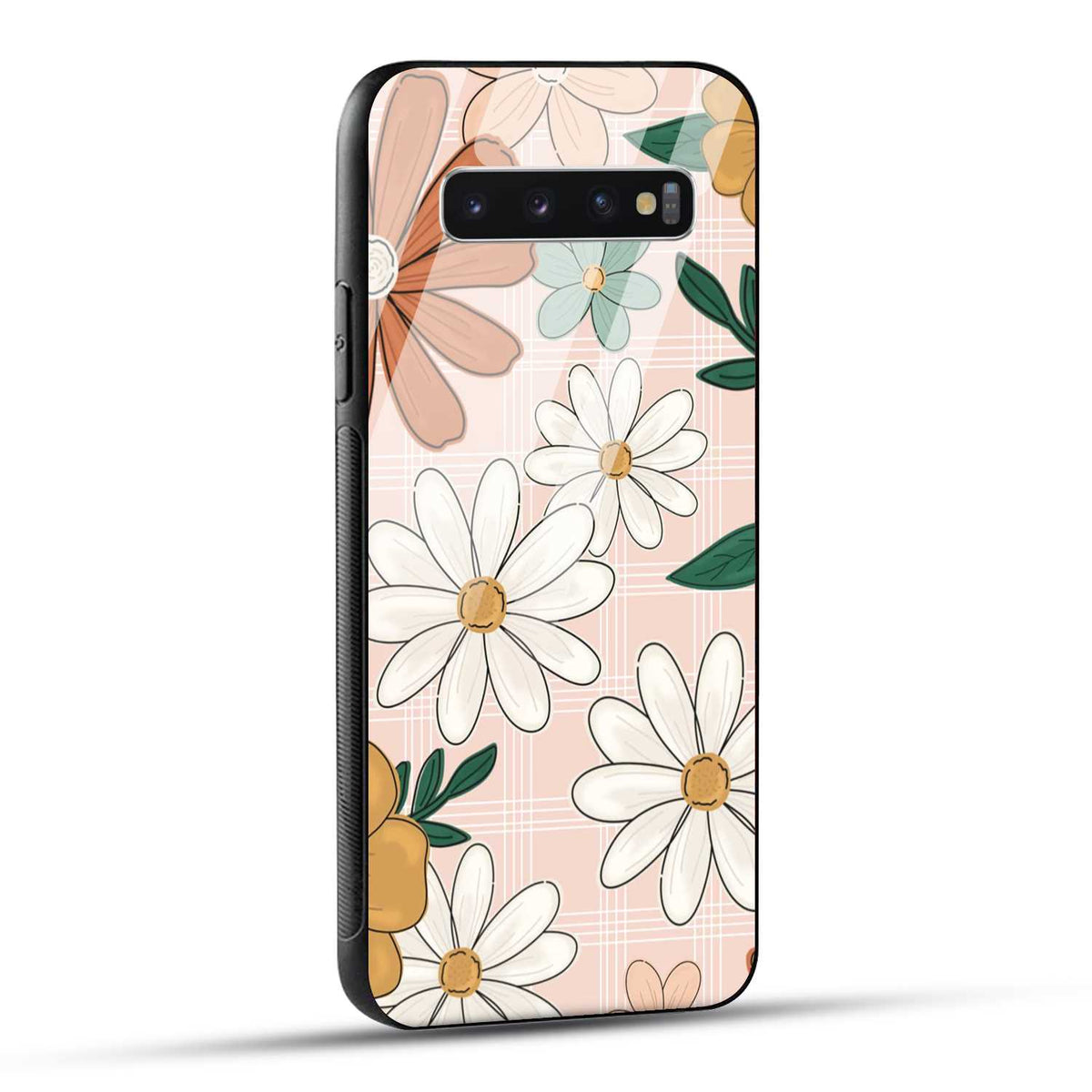 Samsung Galaxy S10 4G Back Cover Retro Flower Art Printed Glass Case