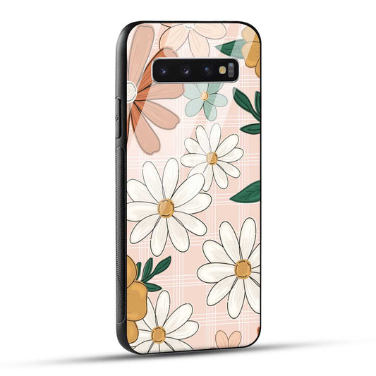 Samsung Galaxy S10 4G Back Cover Retro Flower Art Printed Glass Case