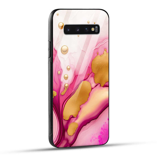 Samsung Galaxy S10 4G Back Cover Golden Marble Printed Glass Case