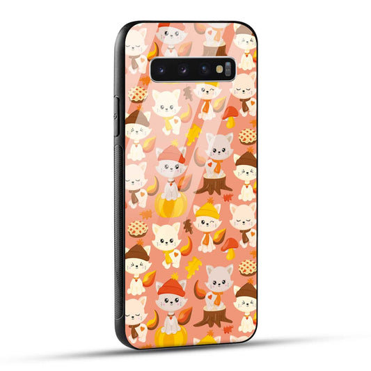 Samsung Galaxy S10 4G Back Cover Cute Kittys Printed Glass Case