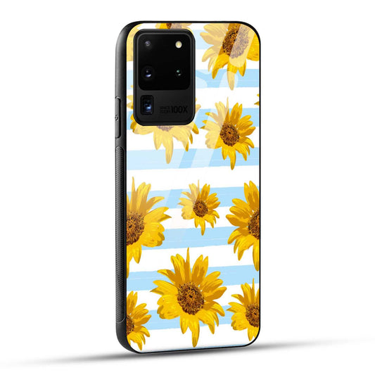 Samsung Galaxy S20 Ultra Back Cover Beautiful Sunflower Doodle Printed Glass Case