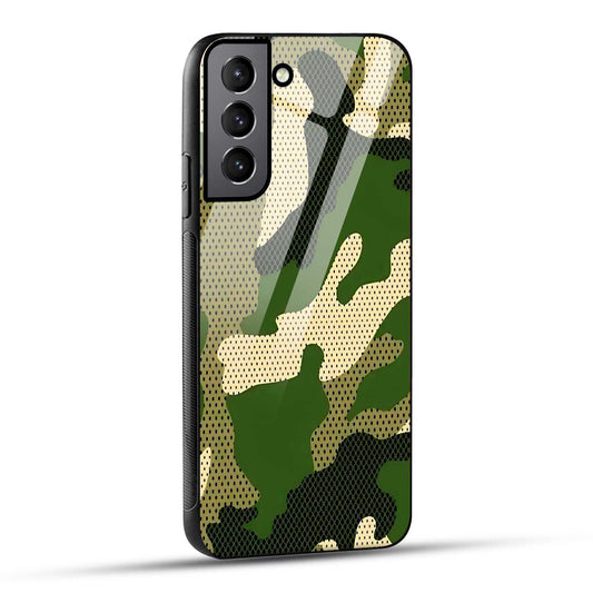 Samsung Galaxy S22 Plus 5G Back Cover Camouflage Printed Glass Case
