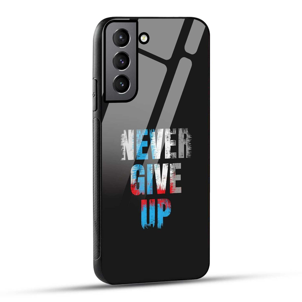Samsung Galaxy S22 Plus 5G Back Cover Never Give Up Quote Printed Glass Case