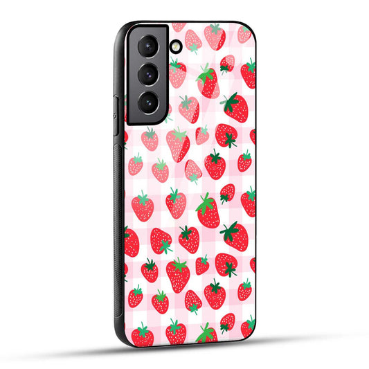 Samsung Galaxy S22 Plus 5G Back Cover Doodle Of Strawberries Printed Glass Case