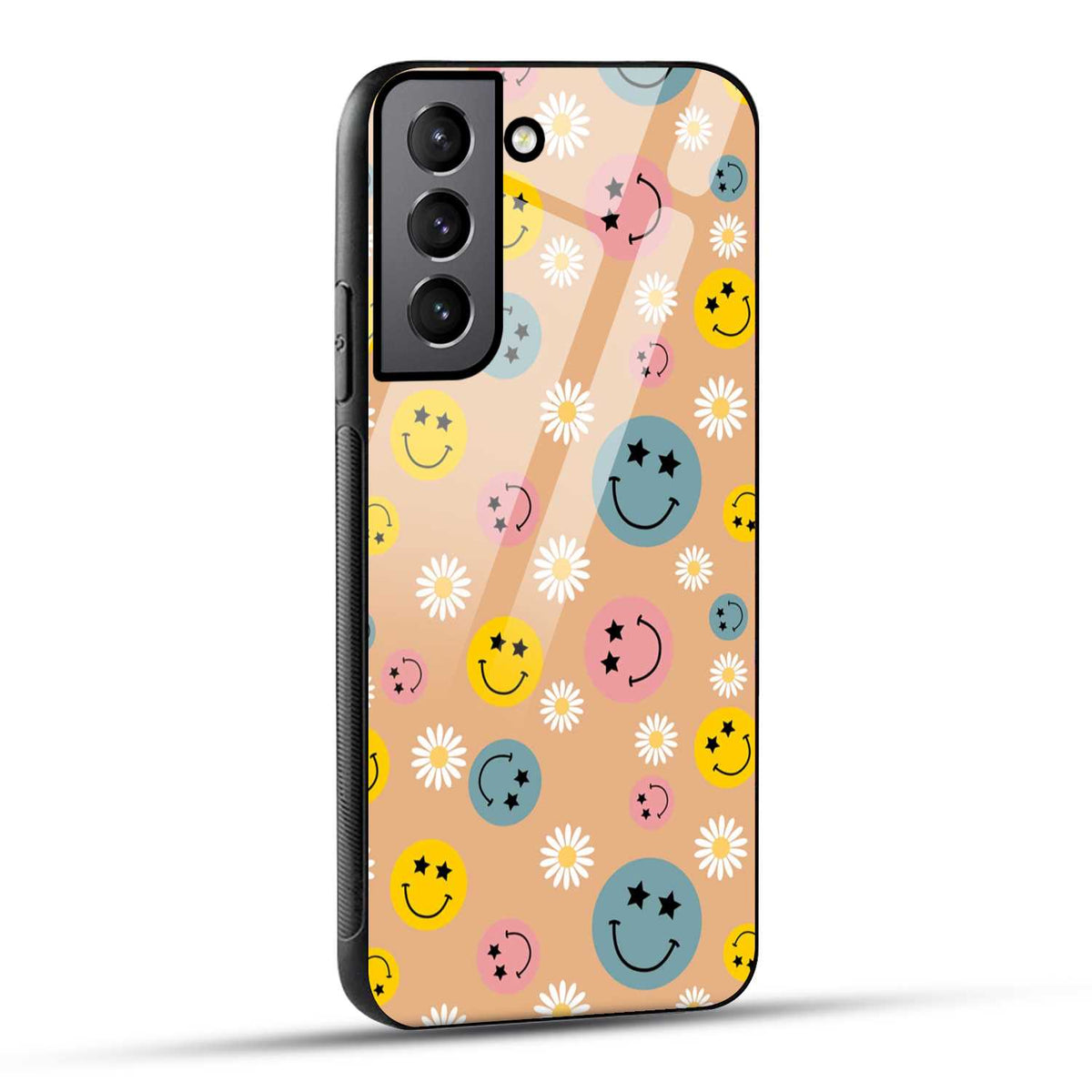 Samsung Galaxy S21 Plus 5G Back Cover Smiley And Flowers Printed Glass Case