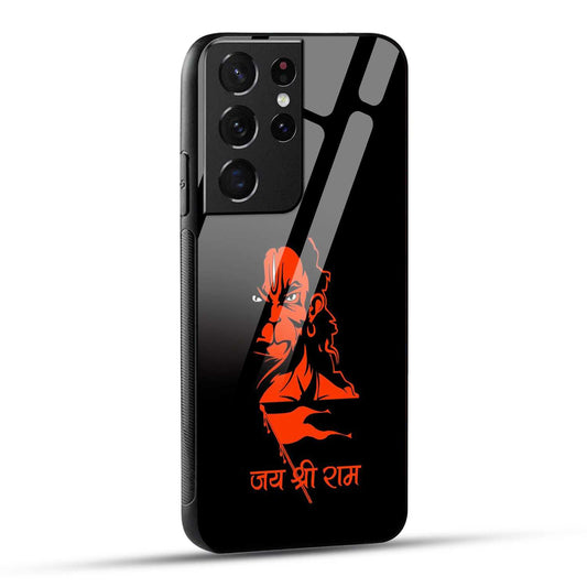 Samsung Galaxy S21 Ultra 5G Back Cover Jay Shree Ram Bajrangballi Hanuman Printed Glass Case