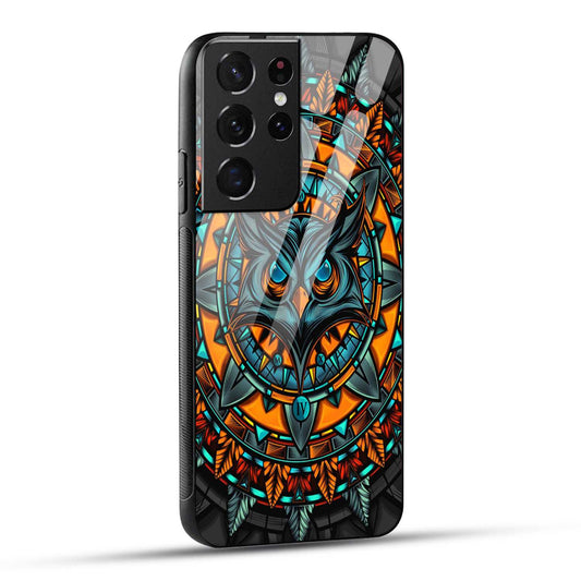 Samsung Galaxy S21 Ultra 5G Back Cover Attractive Owl Printed Glass Case