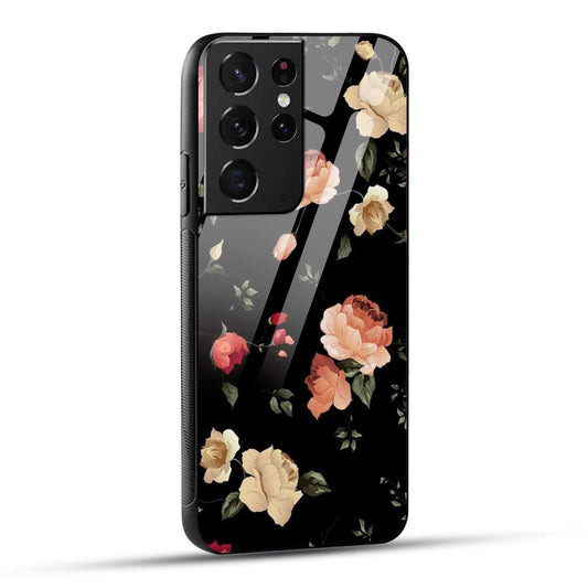 Samsung Galaxy S21 Ultra 5G Back Cover Flowers Froral Printed Glass Case
