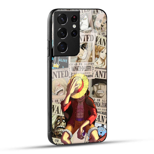 Samsung Galaxy S21 Ultra 5G Back Cover Anime One Piece Wanted Luffy  Printed Glass Case