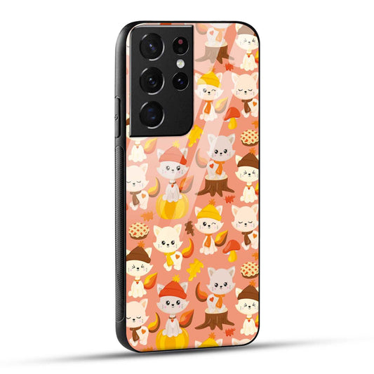 Samsung Galaxy S21 Ultra 5G Back Cover Cute Kittys Printed Glass Case