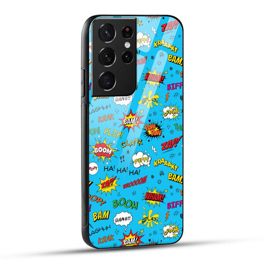 Samsung Galaxy S21 Ultra 5G Back Cover Doodle Of Texts Printed Glass Case
