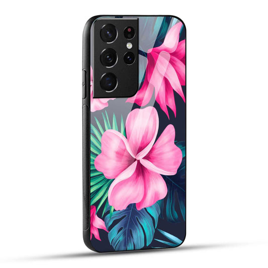 Samsung Galaxy S21 Ultra 5G Back Cover Retro Flowers  Printed Glass Case