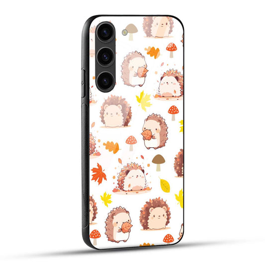 Samsung Galaxy S23 Plus 5G Back Cover Orange Leaves And Mushrooms Pattern Printed Glass Case