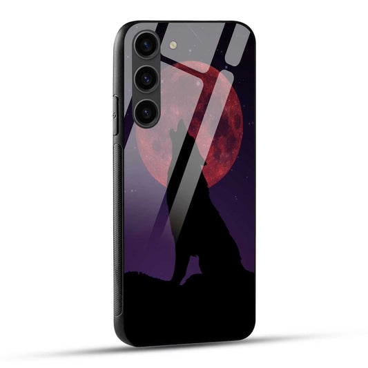Samsung Galaxy S23 Plus 5G Back Cover Dark Purple Illustrated Wolf Printed Glass Case