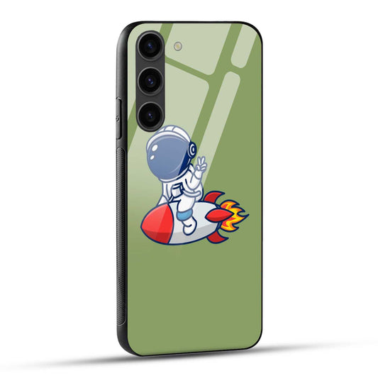 Samsung Galaxy S23 Plus 5G Back Cover Green Astronaut Illustrated Printed Glass Case