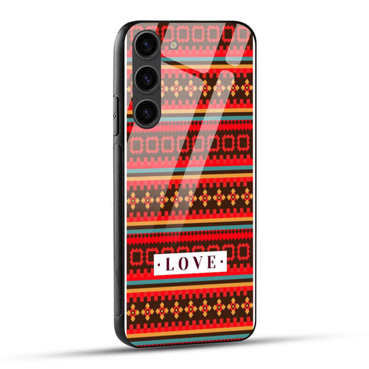 Samsung Galaxy S23 Plus 5G Back Cover Cool Textile Inspired Pattern Printed Glass Case