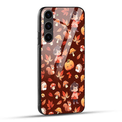Samsung Galaxy S23 5G Back Cover Orange Cute Illustrative Autumn Fall Printed Glass Case