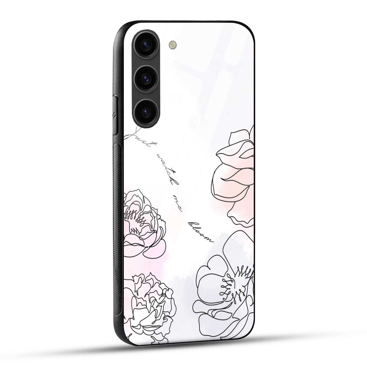 Samsung Galaxy S23 5G Back Cover Pink And Purple Watercolor Floral Quote Printed Glass Case