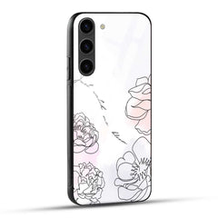 Samsung Galaxy S23 5G Back Cover Pink And Purple Watercolor Floral Quote Printed Glass Case
