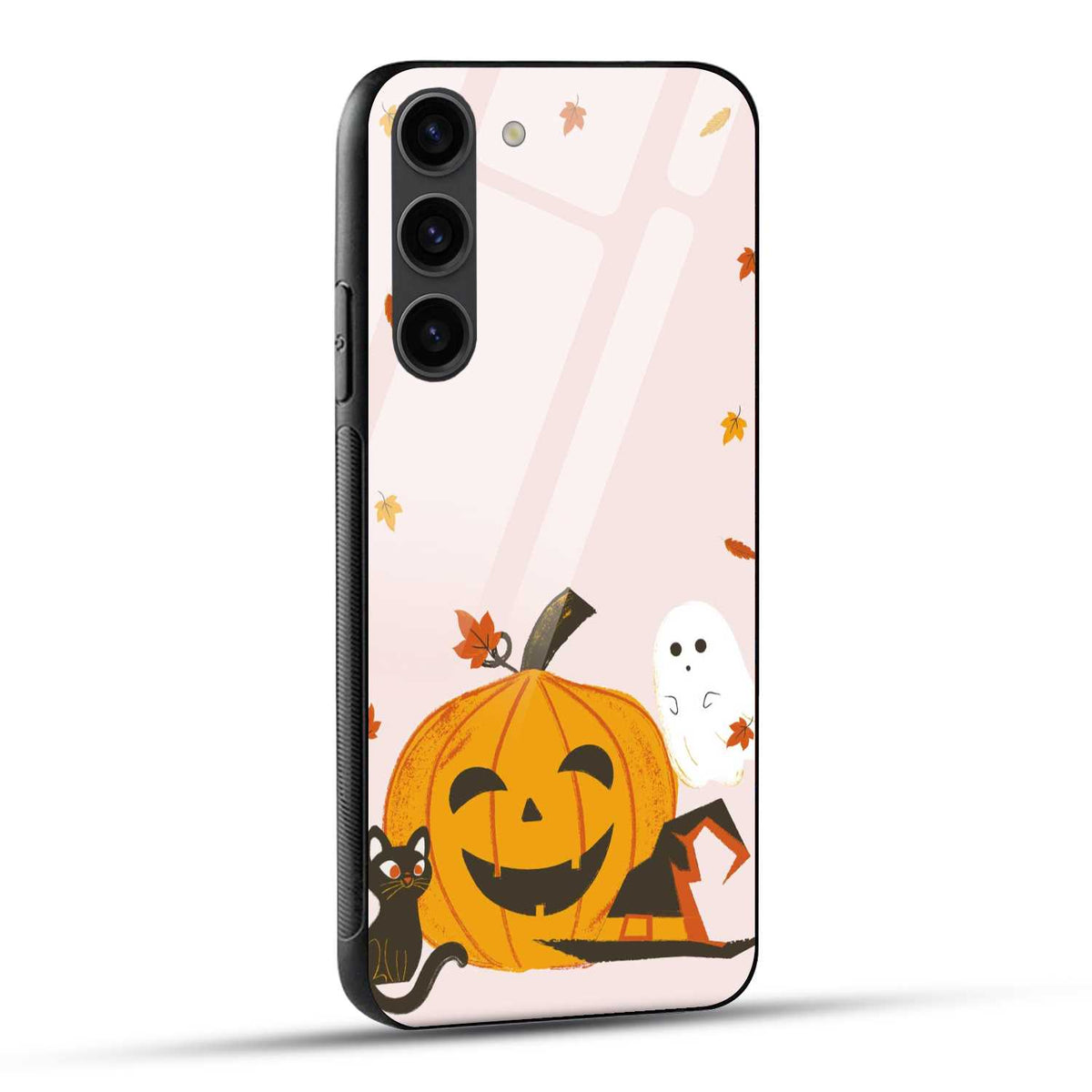 Samsung Galaxy S23 5G Back Cover Pink Illustrated Halloween Printed Glass Case