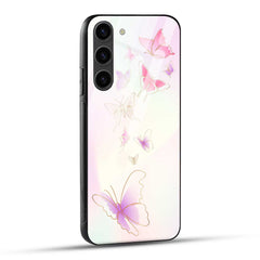 Samsung Galaxy S23 5G Back Cover Pink Modern Butterfly Printed Glass Case