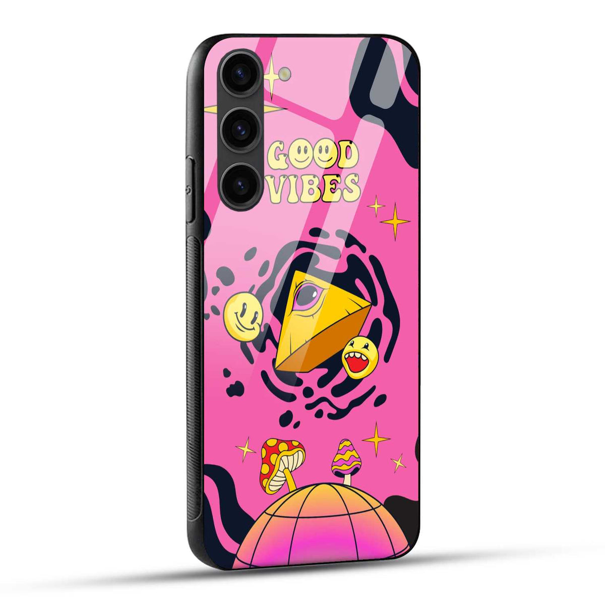 Samsung Galaxy S23 5G Back Cover Pink Playful Fun Psychedelic Printed Glass Case