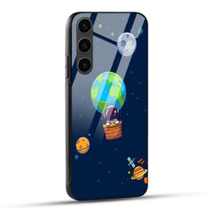 Samsung Galaxy S23 5G Back Cover Purple Illustration Cartoon Printed Glass Case