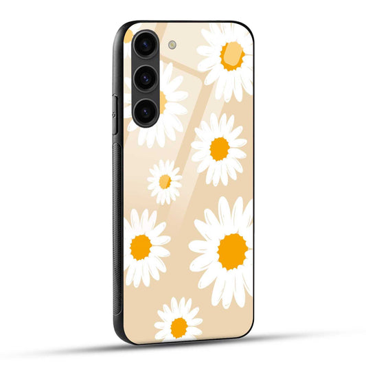 Samsung Galaxy S23 5G Back Cover Yellow Daisy Cute Flower Printed Glass Case