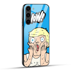 Samsung Galaxy S23 5G Back Cover Blue Illustrated Shocked Man Printed Glass Case