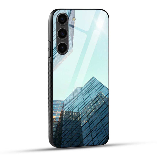 Samsung Galaxy S23 5G Back Cover Blue Light Simple Corporate Printed Glass Case
