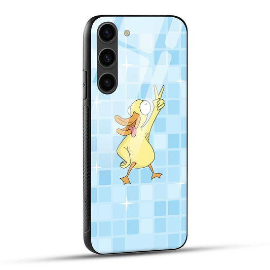 Samsung Galaxy S23 5G Back Cover Blue Yellow Illustrated Duck Printed Glass Case