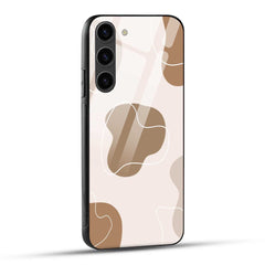 Samsung Galaxy S23 5G Back Cover Brown Beige Blob Shape Printed Glass Case