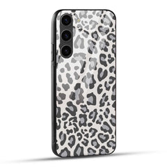 Samsung Galaxy S23 5G Back Cover Gray And White Leopard Print Printed Glass Case