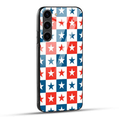 Samsung Galaxy S23 5G Back Cover Blue And Red Star Print Printed Glass Case