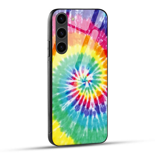 Samsung Galaxy S23 5G Back Cover Tie-Dye Rainbow Texture Printed Glass Case