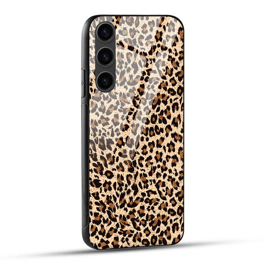Samsung Galaxy S23 5G Back Cover Leapord Pattern Texture Printed Glass Case
