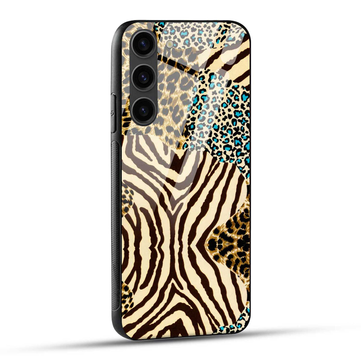 Samsung Galaxy S23 5G Back Cover Leapord Lines Pattern Printed Glass Case
