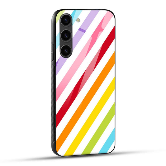 Samsung Galaxy S23 5G Back Cover Colorful Striped Printed Glass Case