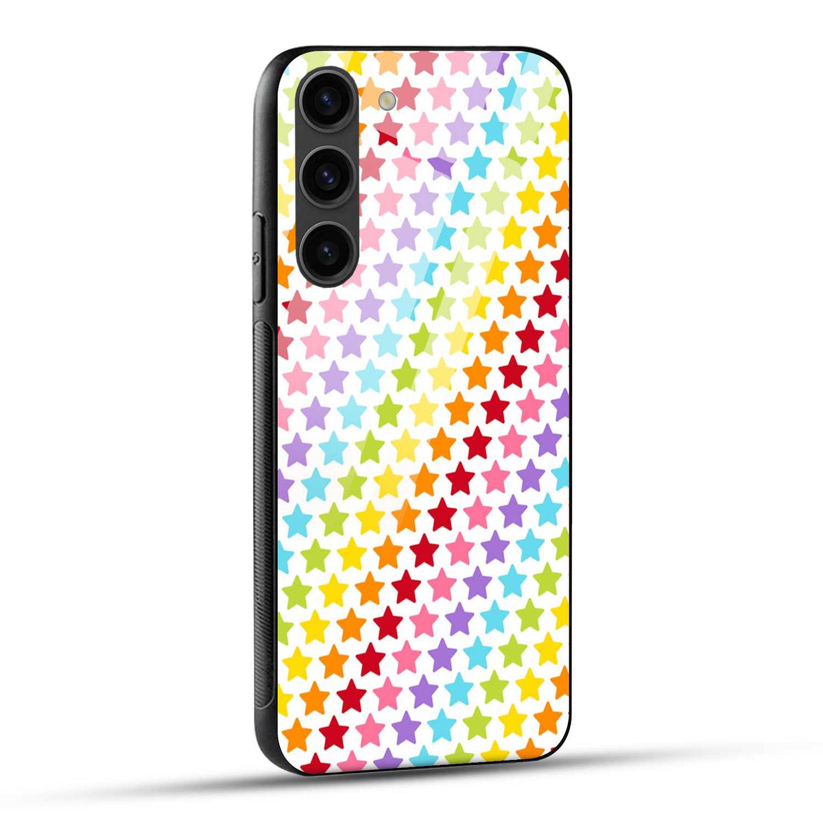 Samsung Galaxy S23 5G Back Cover Rainbow Stars Printed Glass Case