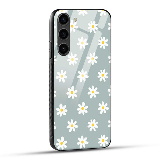 Samsung Galaxy S23 5G Back Cover Seamless Flower Doodle Printed Glass Case