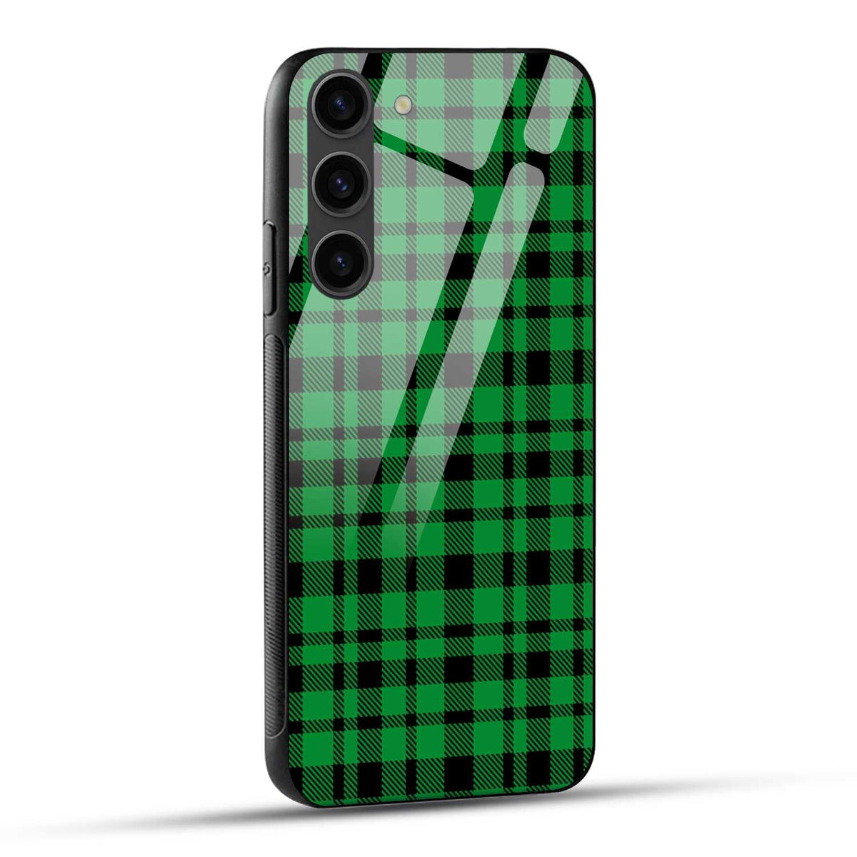 Samsung Galaxy S23 5G Back Cover Green Checks Pattern Printed Glass Case