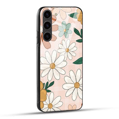 Samsung Galaxy S23 5G Back Cover Retro Flower Art Printed Glass Case