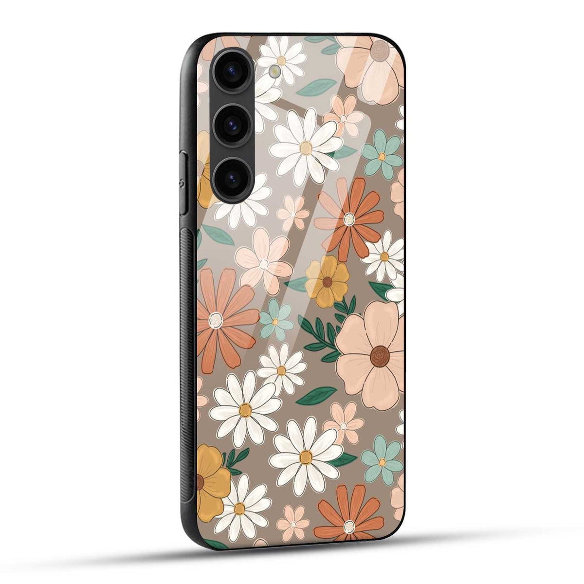 Samsung Galaxy S23 5G Back Cover Retro Flower Doodle Arts Printed Glass Case