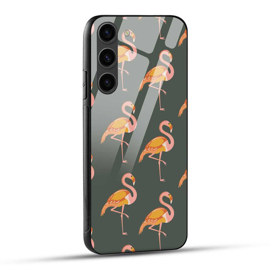 Samsung Galaxy S23 5G Back Cover Doodle Of Flamingo Printed Glass Case