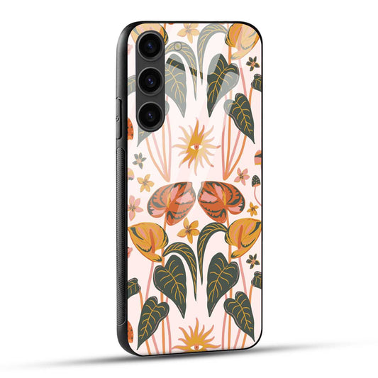Samsung Galaxy S23 5G Back Cover Leaf Illustration Printed Glass Case