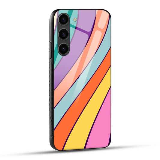 Samsung Galaxy S23 Plus 5G Back Cover Curvy Rainbow Printed Glass Case