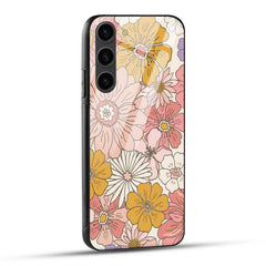 Samsung Galaxy S23 5G Back Cover Retro Pattern Flower Printed Glass Case