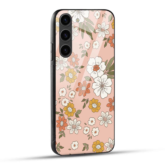 Samsung Galaxy S23 Plus 5G Back Cover Retro Pattern Flower Art Printed Glass Case