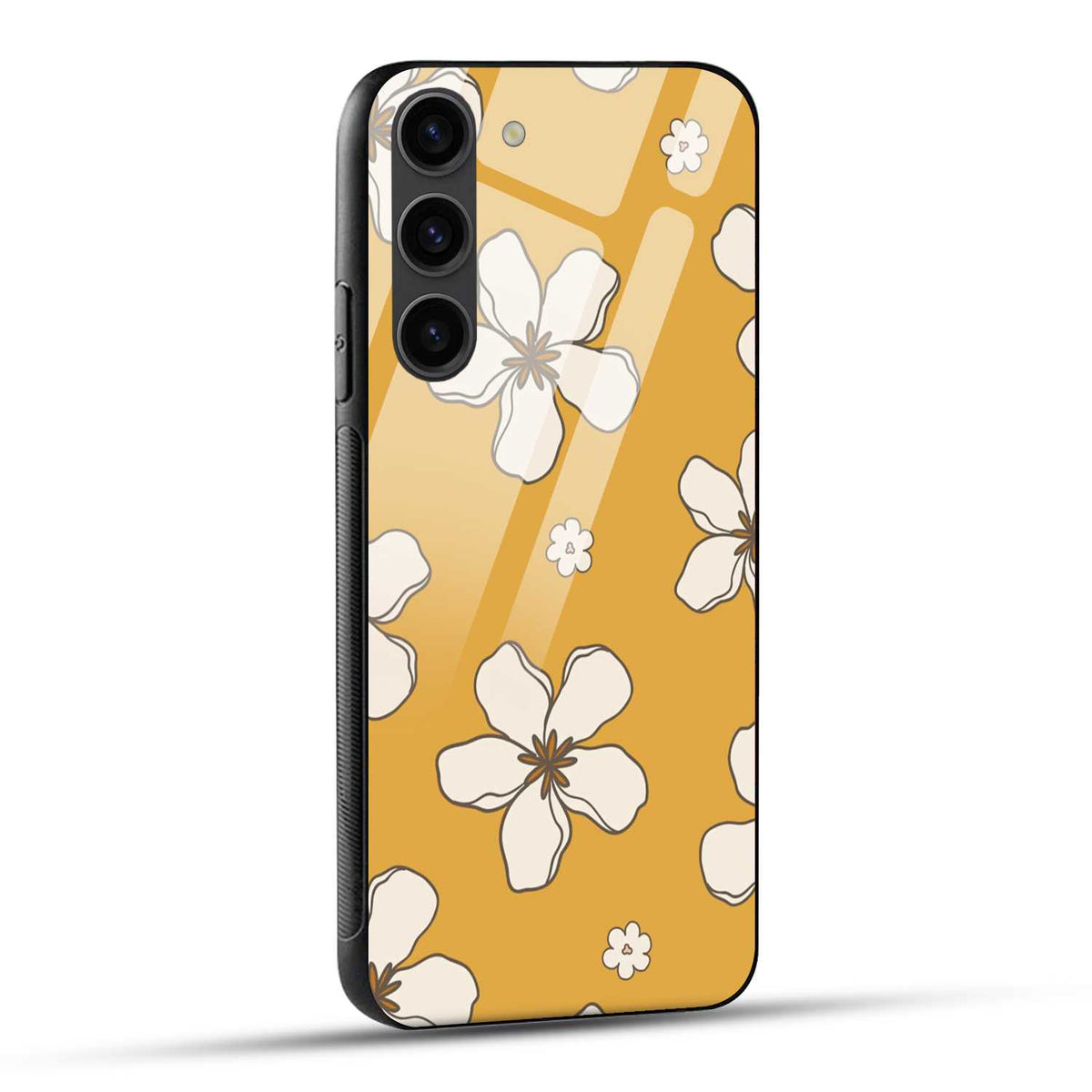 Samsung Galaxy S23 5G Back Cover Retro Flowers Doodle Printed Glass Case